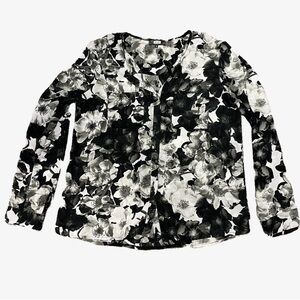 Floral Black and White Women's Blouse